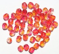 50 6mm Faceted Tri Tone Crystal, Orange, Cherry Beads